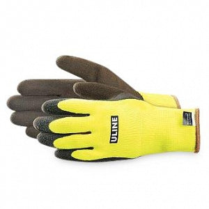 Uline Super Gription Hi-Vis Thermal Latex Coated Gloves - Super Gription Hi-Vis Thermal Latex Coated Gloves, Size L - S-19885L