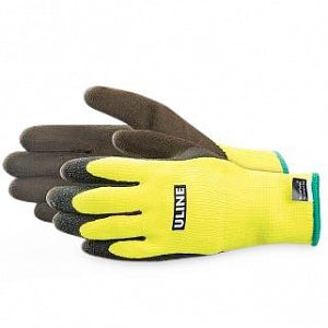 Uline Super Gription Hi-Vis Thermal Latex Coated Gloves - Super Gription Hi-Vis Thermal Latex Coated Gloves, Size S - S-19885S