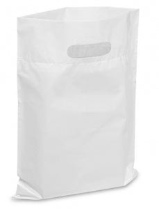 Uline White Die Cut Handle Bags - Die-Cut Handle Bags, 9" x 12", White - S-5137W