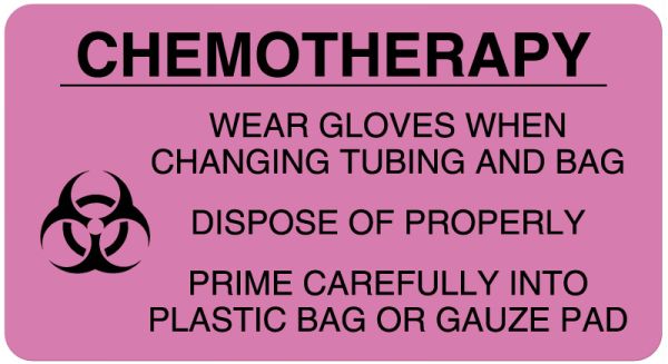 Medical Use Labels - CHEMOTHERAPY -WEAR GLOVES- FL PINK 320/R, 3" x 1-5/8"