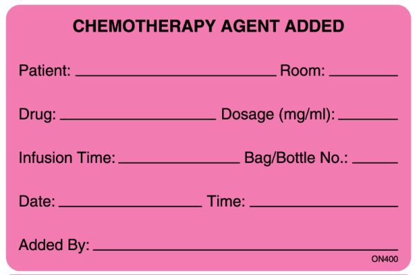 Medical Use Labels - CHEMOTHERAPY ADDED, Medication Label, 4" x 2-5/8"