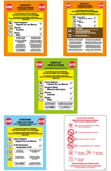 Medical Use Labels - Precautions Signs Kit, 8-3/4" x 10-7/8"