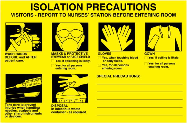 Medical Use Labels - Isolation Precaution Labels, 8" x 5-1/4"