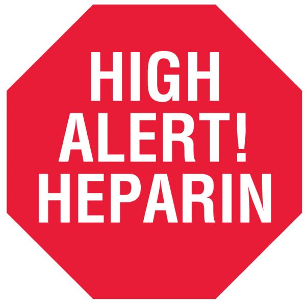 Medical Use Labels - HEPARIN, Alert Label, 1-1/2" x 1/2"