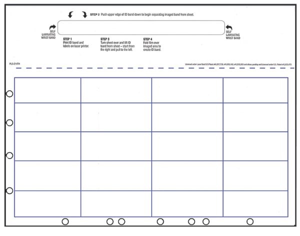 Medical Use Labels - Pediatric Patient Identification Laser Wristband, 8-1/2" x 11"