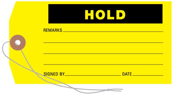 Medical Use Labels - Hold Tag, 3-1/8" x 6-1/4"