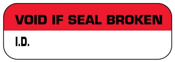 Medical Use Labels - White Tamper-Evident Void if Seal Broken Label, 1-1/2" x 1/2"