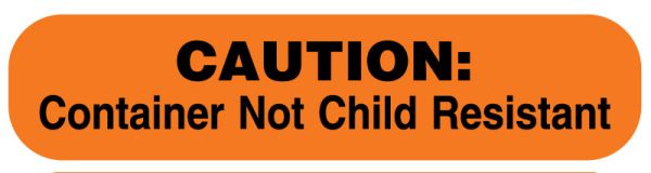 Medical Use Labels - Warning Not Child Resistant, Medication Instruction Label, 1-5/8" x 3/8"