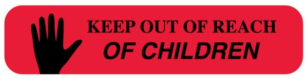 Medical Use Labels - KEEP OUT OF REACH OF CHILDREN, Medication Instruction Label, 1-5/8" x 3/8"