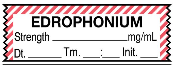 Medical Use Labels - Anesthesia Tape, Edrophonium mg/mL, Date Time Initial, 1-1/2" x 1/2"