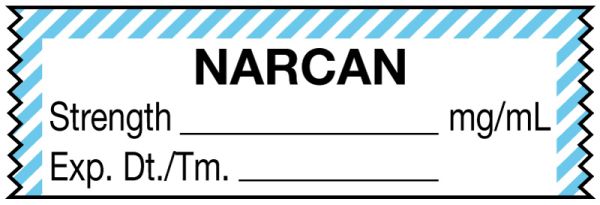 Medical Use Labels - Anesthesia Tape, Narcan mg/mL, 1-1/2" x 1/2"