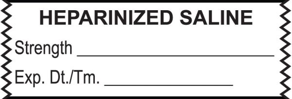 Medical Use Labels - Anesthesia Tape, Heparanized Saline, 1-1/2" x 1/2"