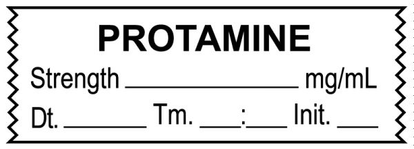 Medical Use Labels - Anesthesia Tape, Protamine mg/mL, Date Time Initial, 1-1/2" x 1/2"