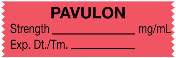 Medical Use Labels - Anesthesia Tape, Pavulon mg/mL, 1-1/2" x 1/2"