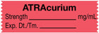 Medical Use Labels - Anesthesia Tape, ATRAcurium mg/mL, 1-1/2" x 1/2"