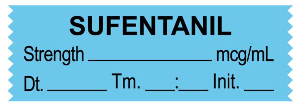 Medical Use Labels - Anesthesia Tape, Sufentanil mcg/mL, Date Time Initial, 1-1/2" x 1/2"