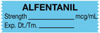 Medical Use Labels - Anesthesia Tape, Alfentanyl mcg/mL, 1-1/2" x 1/2"