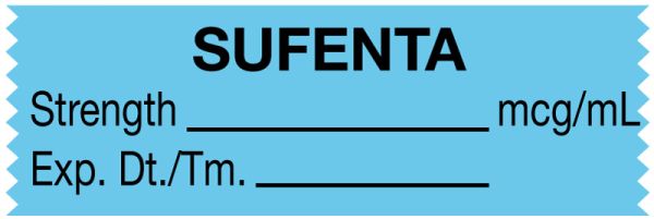 Medical Use Labels - Anesthesia Tape, Sufenta mcg/mL, 1-1/2" x 1/2"