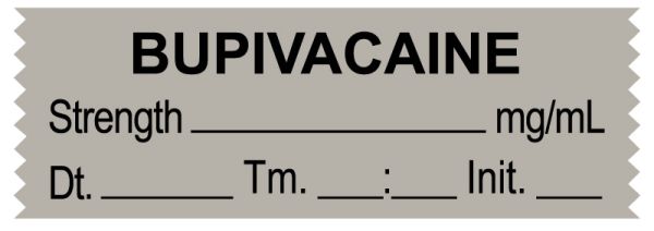 Medical Use Labels - Anesthesia Tape, Bupivacaine mg/mL, Date Time Initial, 1-1/2" x 1/2"