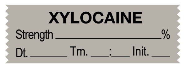 Medical Use Labels - Anesthesia Tape, Xylocaine % Date Time Initial, 1-1/2" x 1/2"