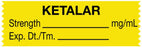 Medical Use Labels - Anesthesia Tape, Ketalar mg/mL, 1-1/2" x 1/2"