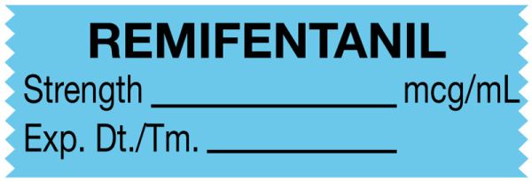 Medical Use Labels - Anesthesia Tape, Remifentanil mcg/mL, 1-1/2" x 1/2"