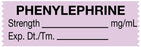 Medical Use Labels - Anesthesia Tape, Phenylephrine mg/mL, 1-1/2" x 1/2"