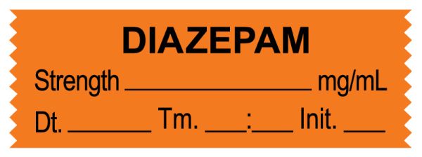 Medical Use Labels - Anesthesia Tape, Diazepam mg/mL, Date Time Initial, 1-1/2" x 1/2"