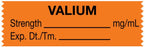 Medical Use Labels - Anesthesia Tape, Valium mg/mL, 1-1/2" x 1/2"