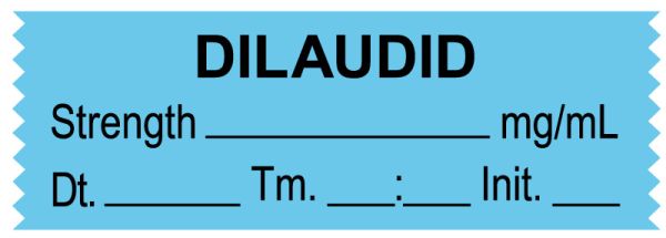 Medical Use Labels - Anesthesia Tape, Dilaudid mg/mL, Date Time Initial, 1-1/2" x 1/2"