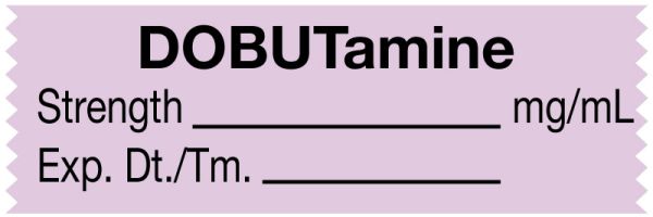 Medical Use Labels - Anesthesia Tape, DOBUTamine mg/mL, 1-1/2" x 1/2"