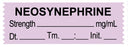 Medical Use Labels - Anesthesia Tape, Neosynephrine mg/mL, Date Time Initial, 1-1/2" x 1/2"