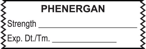 Medical Use Labels - Anesthesia Tape, Phenergan, 1-1/2" x 1/2"