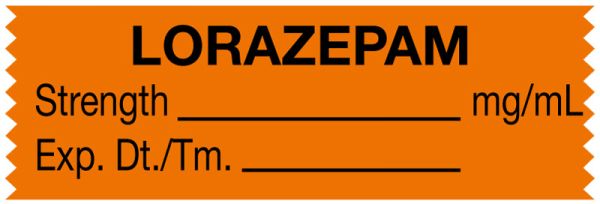 Medical Use Labels - Anesthesia Tape, Lorazepam mg/mL, 1-1/2" x 1/2"