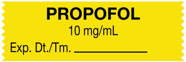 Medical Use Labels - Anesthesia Tape, Propofol 10 mg/mL, 1-1/2" x 1/2"