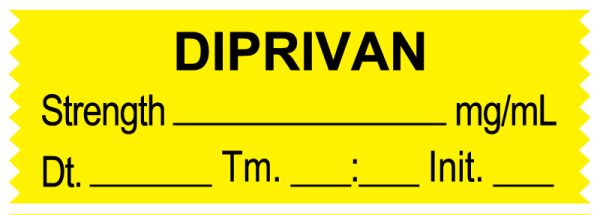 Medical Use Labels - Anesthesia Tape, DIPRIVAN mg/mL, DTI 1-1/2" x 1/2"