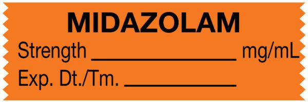 Medical Use Labels - Anesthesia Tape, Midazolam mg/mL, 1-1/2" x 1/2"