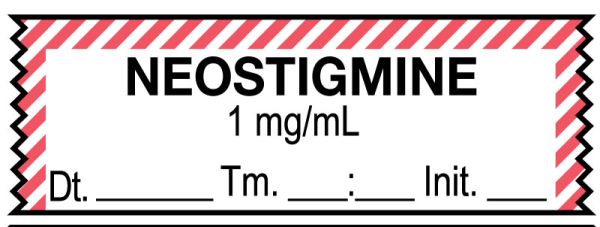 Medical Use Labels - Anesthesia Tape, Neostigmine 1 mg/mL, Date Time Initial, 1-1/2" x 1/2"