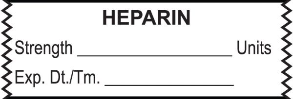 Medical Use Labels - Anesthesia Tape, Heparin Units, 1-1/2" x 1/2"