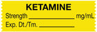 Medical Use Labels - Anesthesia Tape, Ketamine mg/mL, 1-1/2" x 1/2"