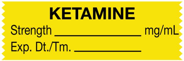 Medical Use Labels - Anesthesia Tape, Ketamine mg/mL, 1-1/2" x 1/2"