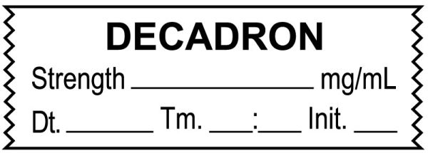 Medical Use Labels - Anesthesia Tape, Decadron mg/mL, Date Time Initial, 1-1/2" x 1/2"