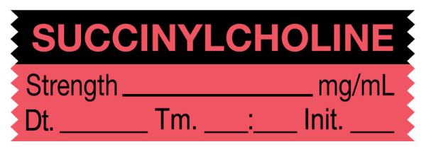 Medical Use Labels - Anesthesia Tape, Succinylcholine mg/mL, Date Time Initial, 1-1/2" x 1/2"