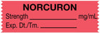 Medical Use Labels - Anesthesia Tape, Norcuron mg/mL, 1-1/2" x 1/2"