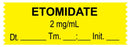 Medical Use Labels - Anesthesia Tape, Etomidate 2 mg/mL, Date Time Initial, 1-1/2" x 1/2"