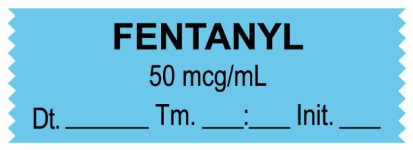 Medical Use Labels - Anesthesia Tape, Fentanyl 50 mcg/mL, Date Time Initial, 1-1/2" x 1/2"