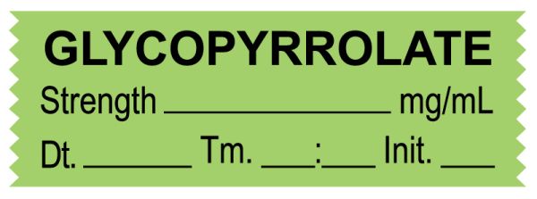 Medical Use Labels - Anesthesia Tape, Glycopyrrolate mg/mL, Date Time Initial, 1-1/2" x 1/2"