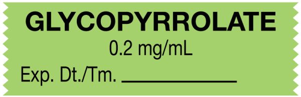 Medical Use Labels - Anesthesia Tape, Glycopyrrolate 0.2 mg/mL, 1-1/2" x 1/2"