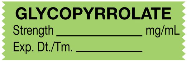 Medical Use Labels - Anesthesia Tape, Glycopyrrolate mg/mL, 1-1/2" x 1/2"