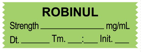 Medical Use Labels - Anesthesia Tape, ROBINUL mg/mL, DTI 1-1/2" x 1/2"